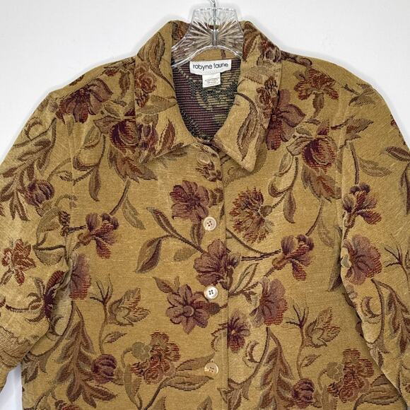 Vintage Robyne Faure Floral Tapestry Jacket 90s Boho fall brown Medium - Picture 4 of 14